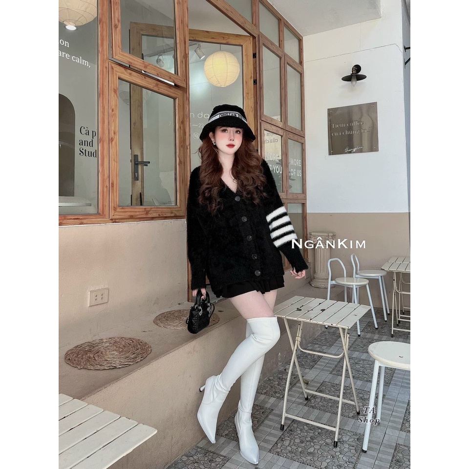Áo cardigan thom len lông dáng dài siêu xinh hàng QC