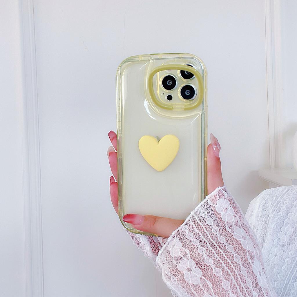 Ốp Điện Thoại Túi Khí Ẩn Hình Trái Tim 3D Có Giá Đỡ Cho IPhone 14promax 14 13promax 13 12 11