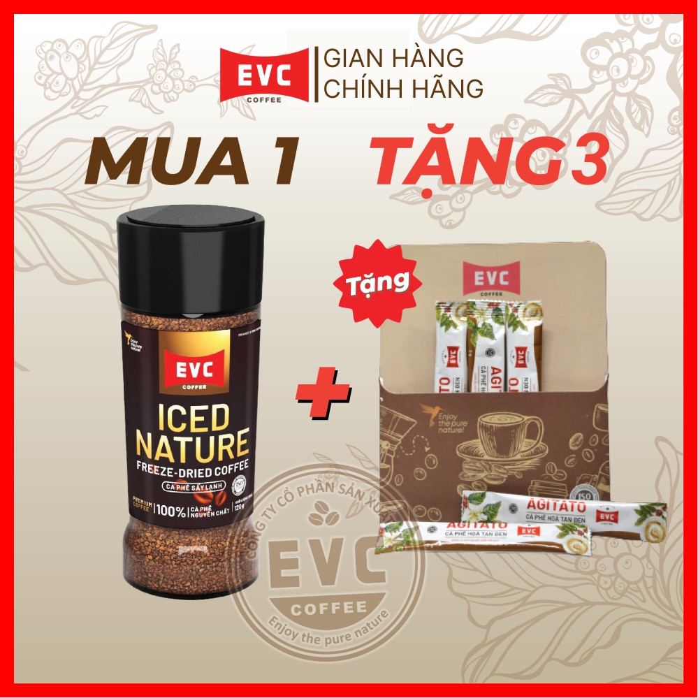 Cà phê hòa tan sấy lạnh - EVC Iced Nature - Nguyên chất (Hũ 120 gram)