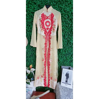 Thanh lý bộ áo dài dâu size S. eo dưới 67cm