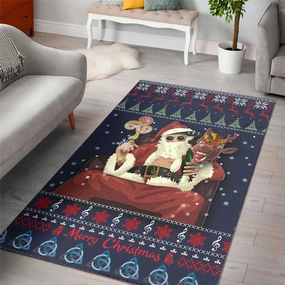 Thảm Lông Trải Sàn Phòng Khách In Hình Ông Già Noel 3D