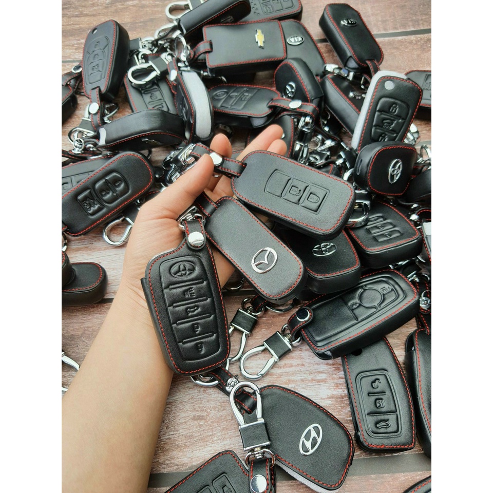 Bao Da, Ốp Chìa Khóa Xe Vinfast Fadil, Lux A, Lux SA Da Thật (Logo 3D)