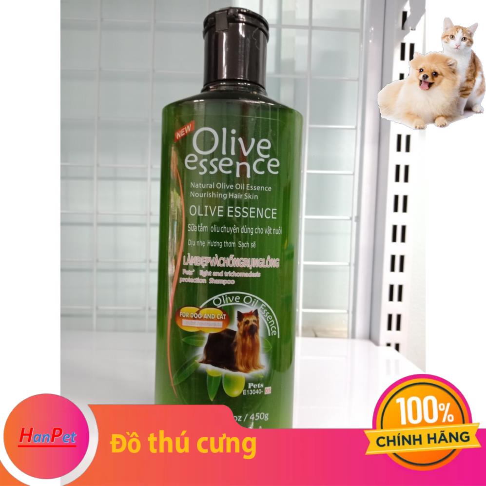 GV- Sữa tắm tinh dầu ô liu chó mèo - Sữa tắm OLIVE dưỡng lông - 450ml loại Làm đẹp chống rụng lông - dầu gội thú cưng
