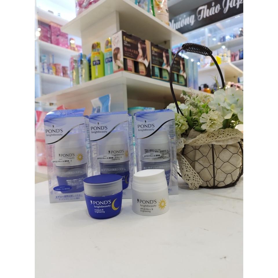 Bộ sản phẩm set kem dưỡng trắng da Pond's Nhật Bản ngày và đêm (hàng nội Nhật)