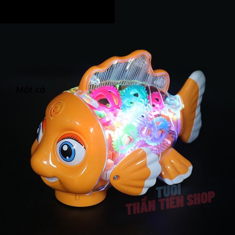 Đồ chơi cá chép vàng trong suốt có nhạc có đèn loại kích thước lớn, mắt chuyển động dochoigo.vn