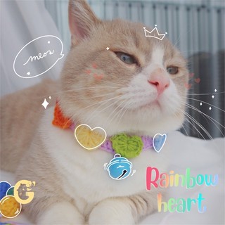 Vòng Cổ Thú Cưng Trái Tim Bằng Len Cotton Handmade Rainbow Heart Cho Chó Mèo