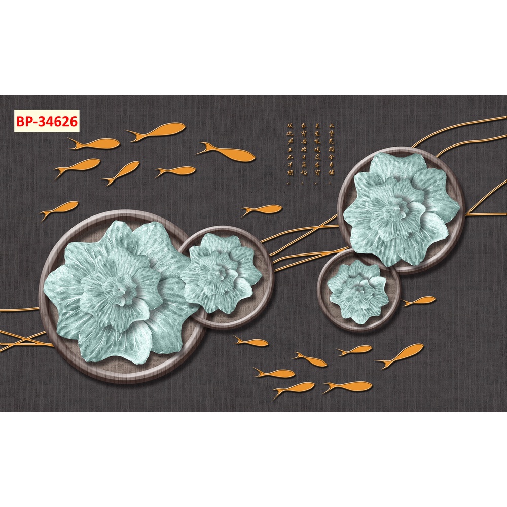 Tranh 3D cá chép trong hồ sen 3D mới nhất