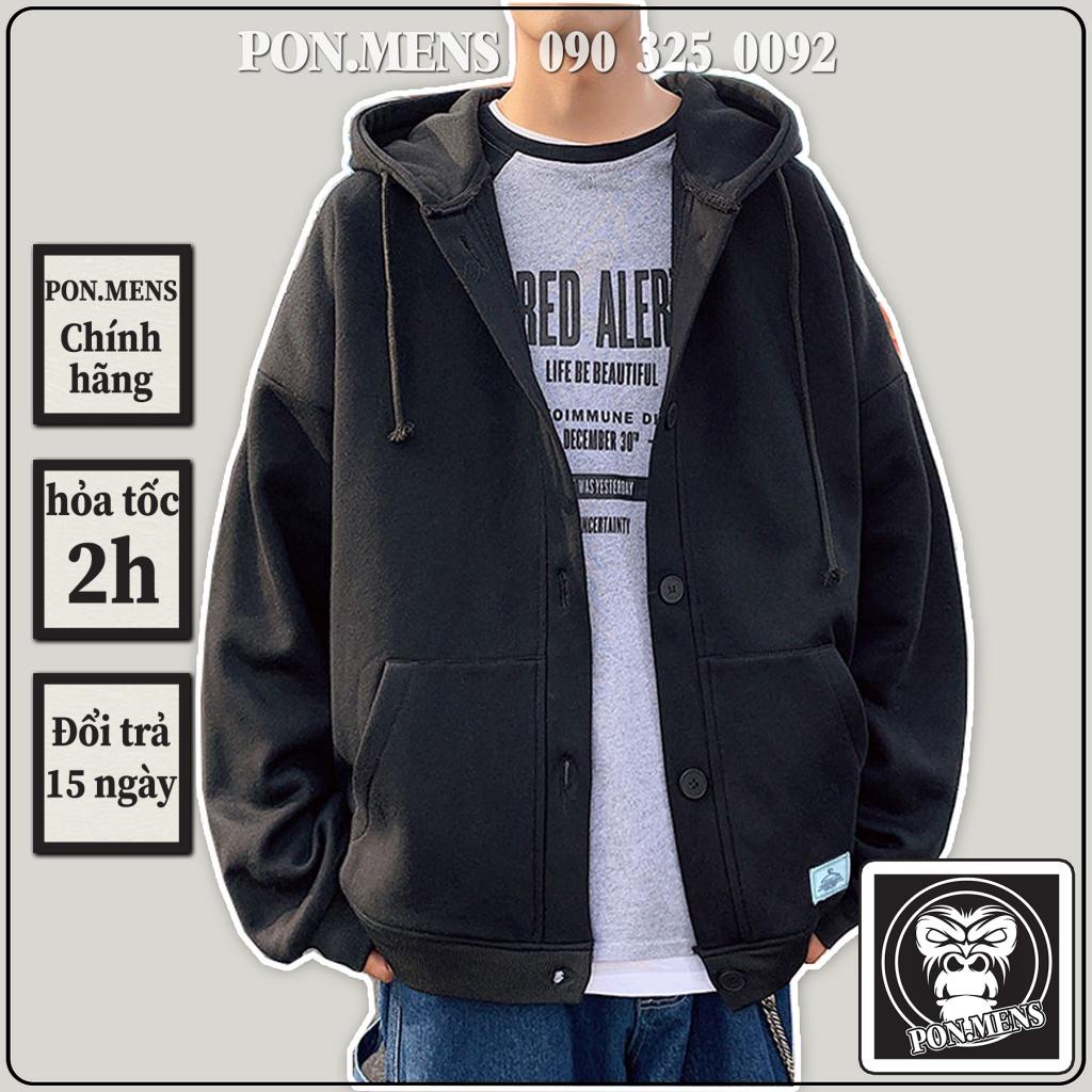 Áo khoác hoodie nam, áo khoác nỉ mặc mùa đông ấm áp màu đen Pon.mens