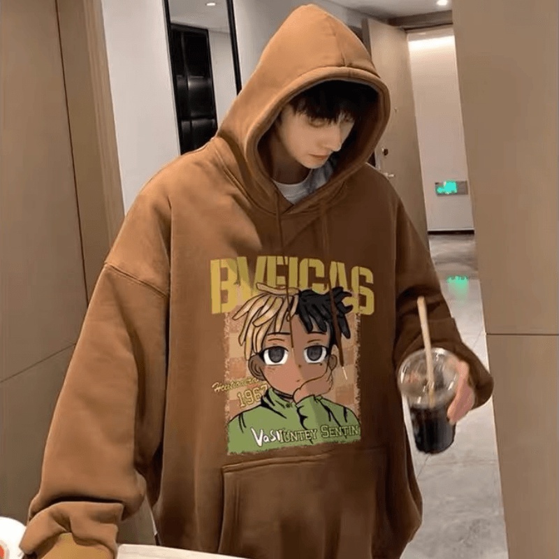 Áo hoodie Dáng Rộng In Chữ Phong Cách hip hop Đường Phố Hàn Quốc Chất Lượng Cao Thời Trang Mùa Đông Cho Nam Và Nữ