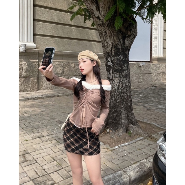Áo croptop Kiera 💓 CHEAPY STORE 💓 FREESHIP 💓 cá tính, y2k, mặc sinh nhật, cafe