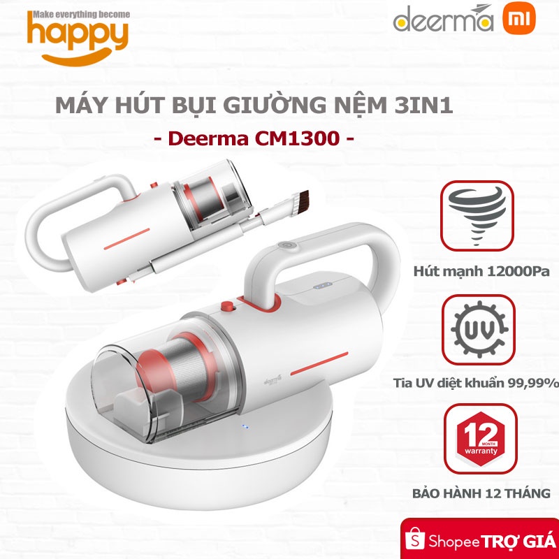 Máy hút bụi giường đệm diệt khuẩn Deerma CM1300 tia UV chuyên hút chăn gối đệm quần áo 2 mode hút cực kỳ tiện lợi