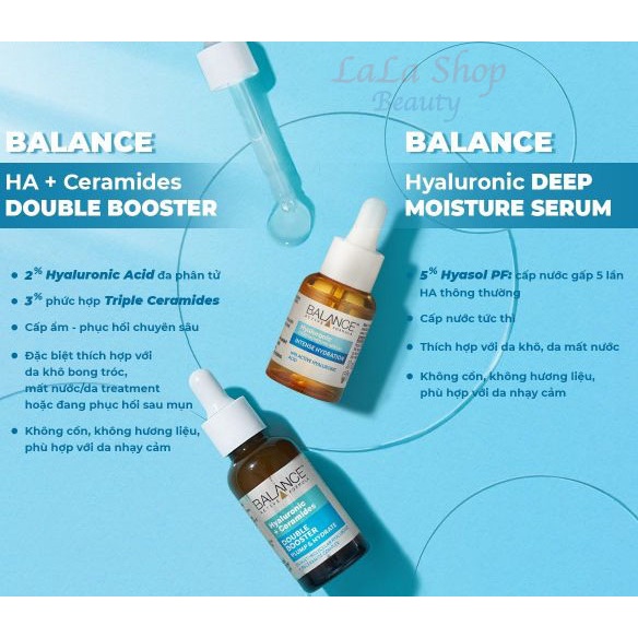 Tinh Chất Dưỡng Cấp Ẩm Chuyên Sâu Và Phục Hồi Da Balance Active Formula Hyaluronic + Ceramides Double Booster 30ml