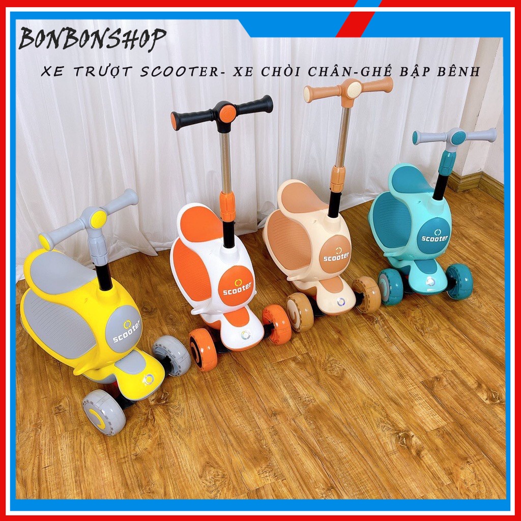 Xe trượt scooter cho bé kiêm xe chòi chân và ghế bập bênh đa năng bảo hành 12 tháng