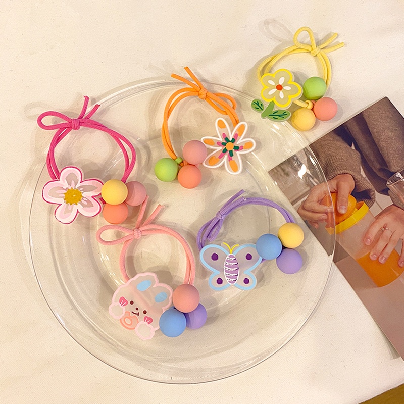 Dây Buộc Tóc Cao Su Co Giãn Hình Hoạt Hình Dễ Thương Cho Bé Gái