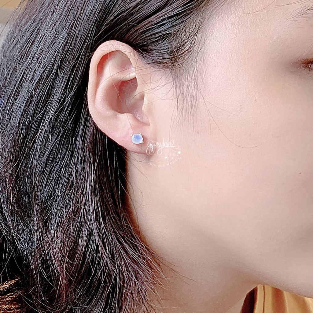 Bông Tai Vuông Đá Ánh Trăng Thiên Nhiên Phong Thuỷ May Mắn SP004578 Gypsy.lala