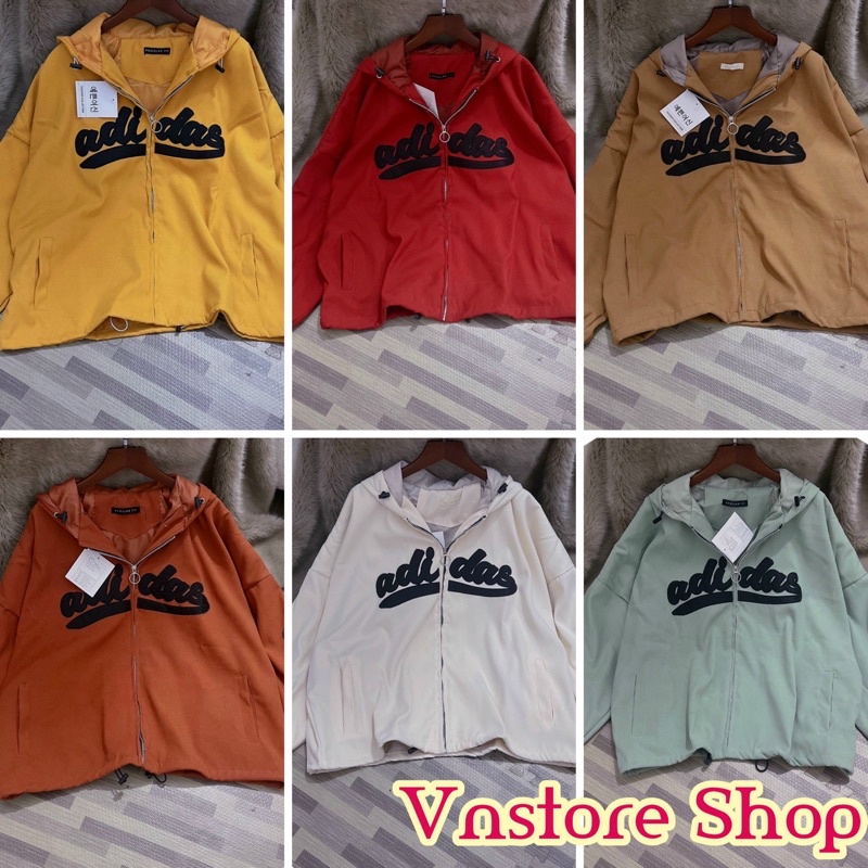 Áo khoác da lộn mẫu dạ dây kéo họa tiết thêu chữ.adidas Vnstore Shop