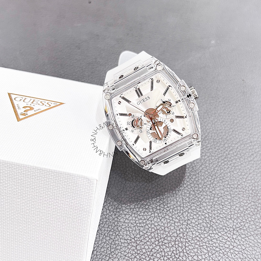 ĐỒNG HỒ NAM GUESS TRANSPARENT AND SILVER MULTIFUNCTION MEN’S WATCH