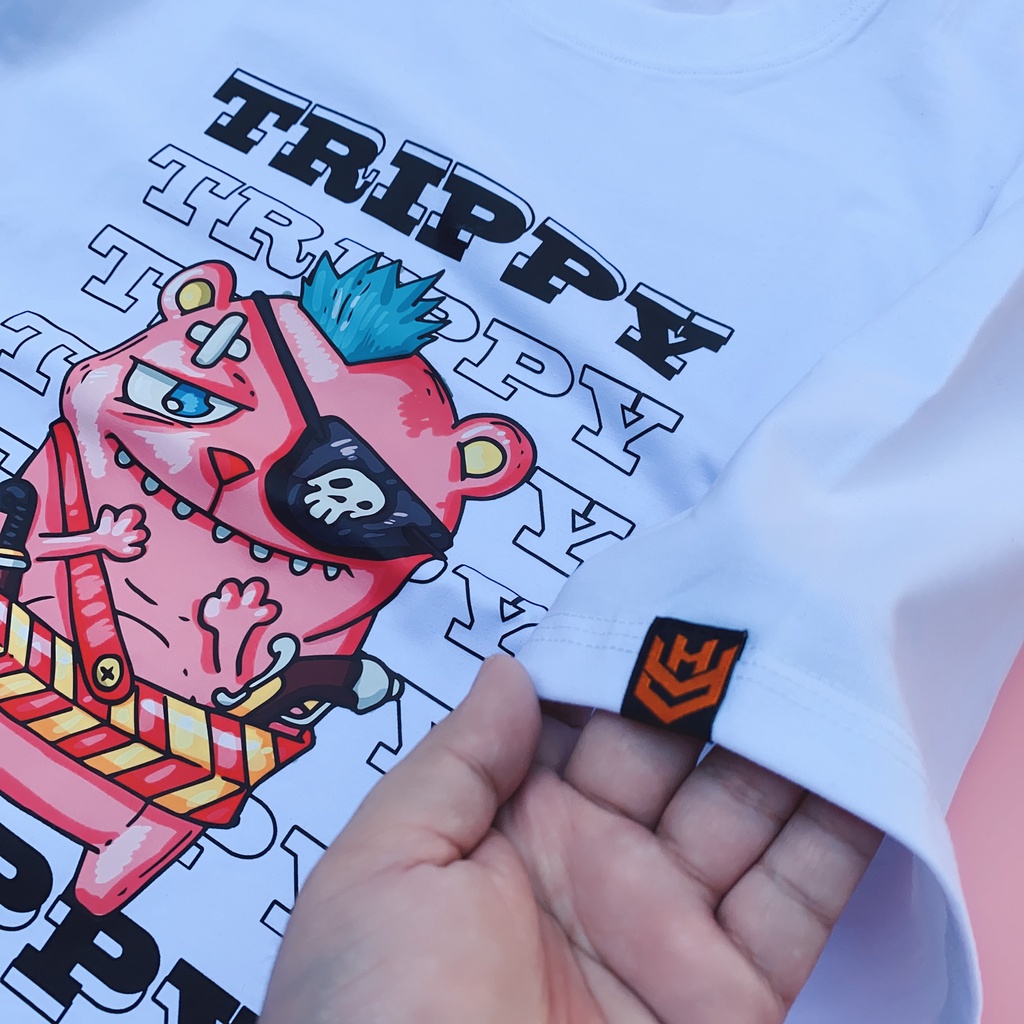Áo phông unisex tay lỡ Gấu TRIPPY 718 HY KOREA nam nữ form rộng