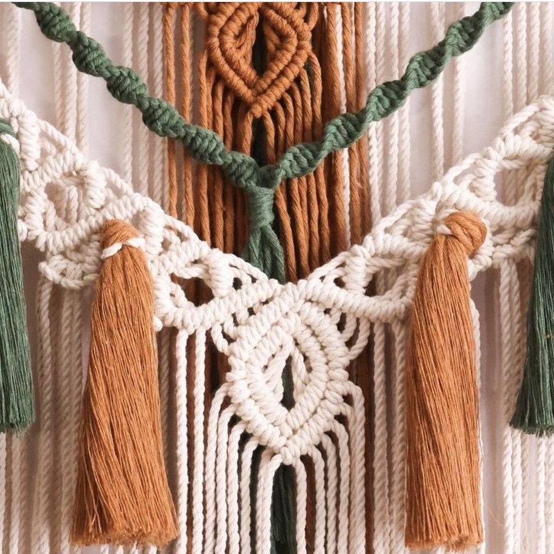 Thảm treo tường/tranh treo tường/rèm treo tường macrame phối màu trang trí 90x80cm