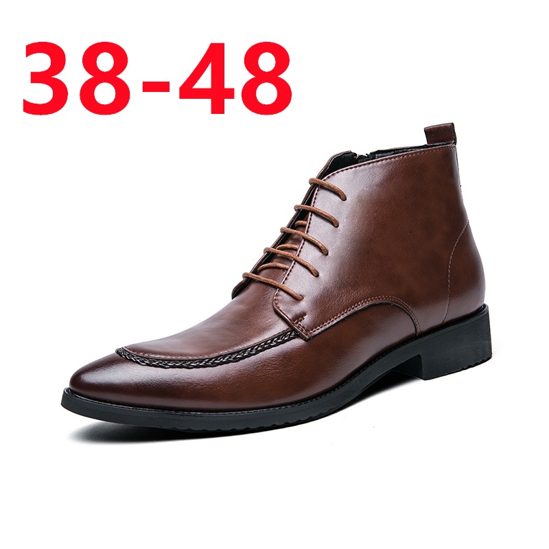 Giày Bốt Da Cổ Cao Size Lớn 45 46 47 48 Thời Trang Cho Nam Dây Kéo Giày