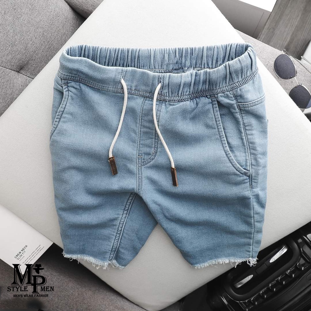 -Quần short trên gối rách chất vải jean thun co giản form vừa vẹn thoải mái