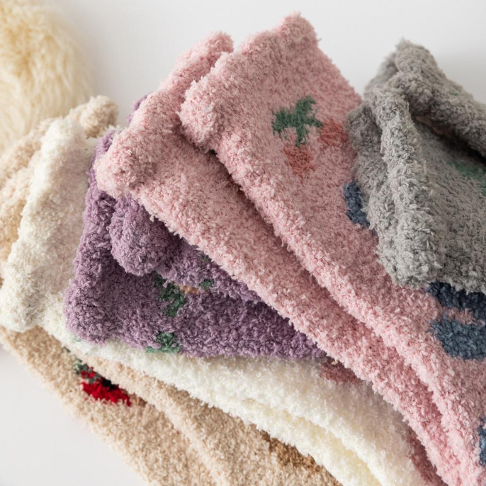 AROMA Vớ Nhung San Hô Giữ Ấm Họa Tiết Thỏ / Gấu Trúc Hoạt Hình Dễ Thương Cho Bé Gái