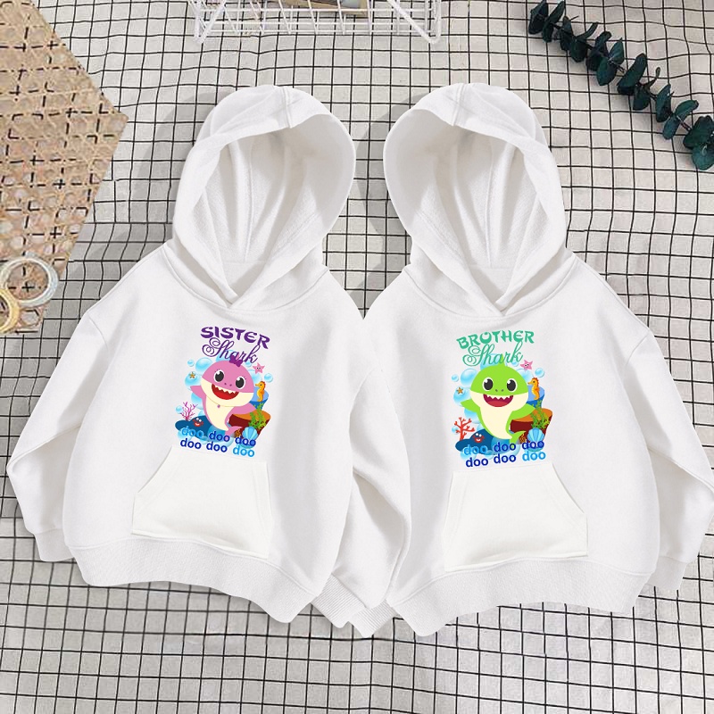 Áo hoodie nỉ bông in hình gia đình baby shark đủ size từ 15-80kg