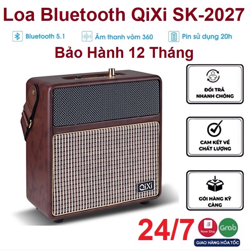 Loa Bluetooth Qixi SK-2027 Mới, Âm Thanh Siêu Đỉnh Tích Hợp Cổng Micro 6.5 Karaoke Micro Không Dây BH 12 tháng