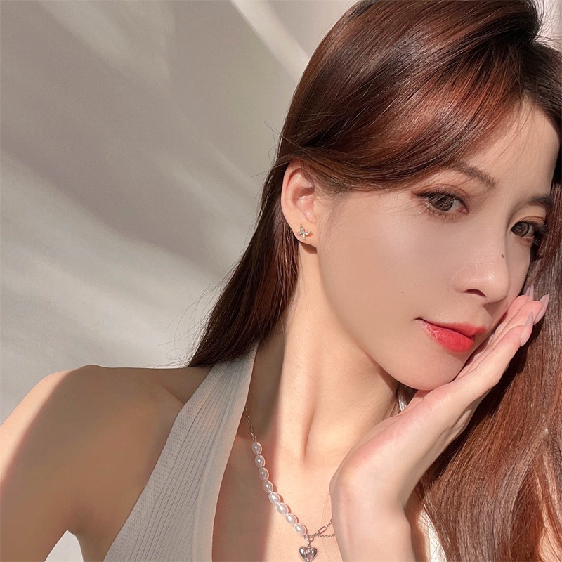 Khuyên Tai Dạng Kẹp Hình Bướm Không Cần Bấm Lỗ Đính Đá Zircon Đẹp Mắt CEtE20