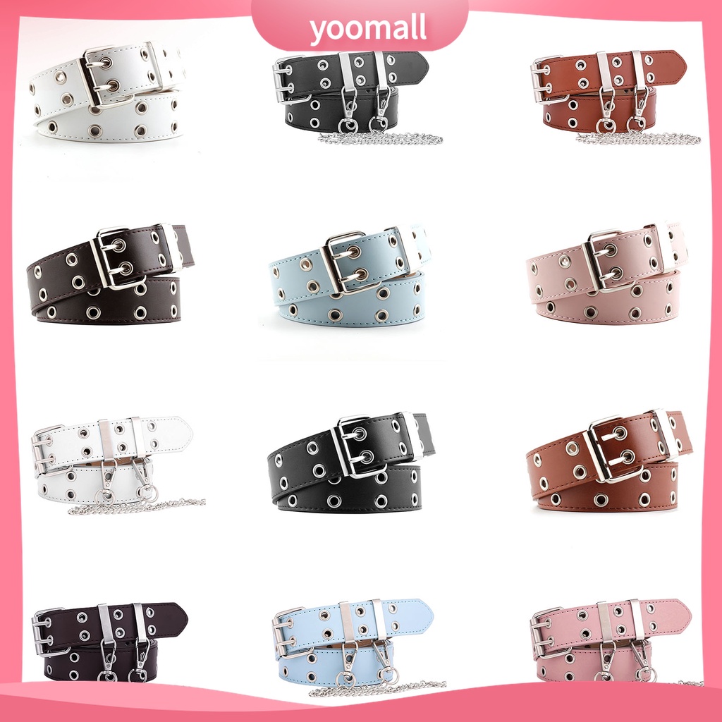 Thắt Lưng Da Hai Hàng Nút Phong Cách Hip hop Punk Cho Nam