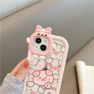 Ốp lưng nơ trong suốt iphone/android pig cute
