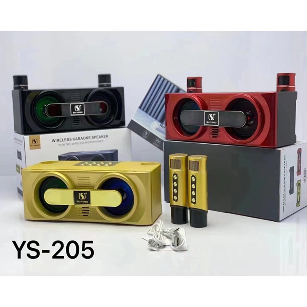 Loa Karaoke YS-205 kèm 2 Micro Không Dây âm thanh hay giá tốt - hiện đại với thiết kế nhỏ gọn + 12 Tháng BH