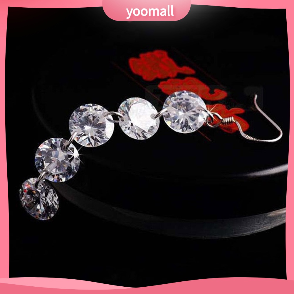 Bông Tai Dáng Dài Đính Đá Zircon Thời Trang Cho Cô Dâu