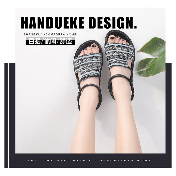 Giày Sandal Size Lớn 41-43 Phong Cách Dân Tộc Hàn Quốc Cho Nữ
