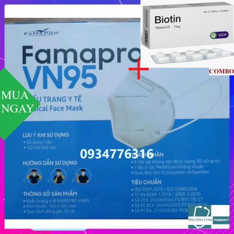 Combo Biotin 5mg+ Khẩu trang N95 không van công ty Nam Anh