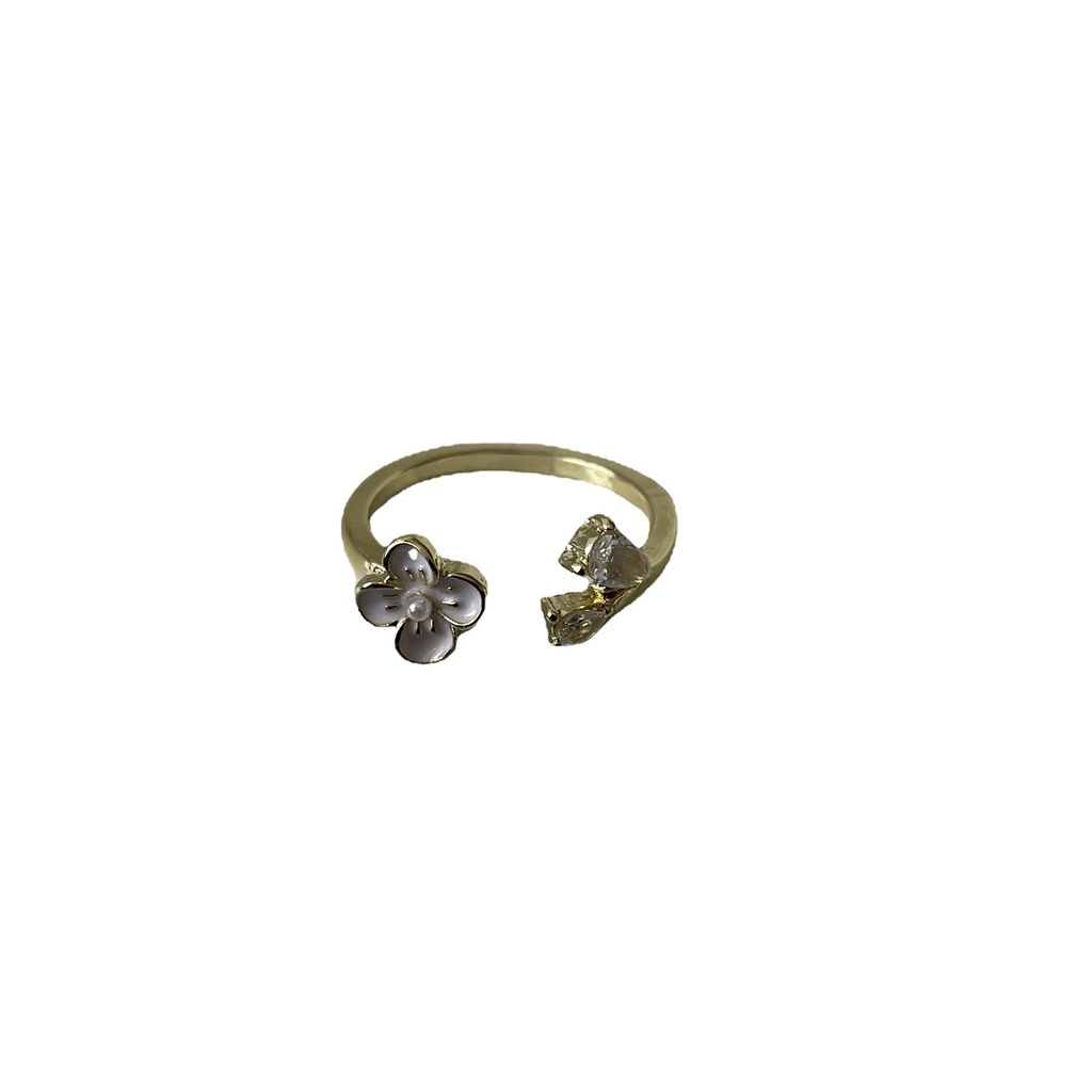 Nhẫn Hở Đính Hạt Ngọc Trai Zircon Kiểu Pháp Thiết Kế Đơn Giản Có Thể Điều Chỉnh Cho Nữ