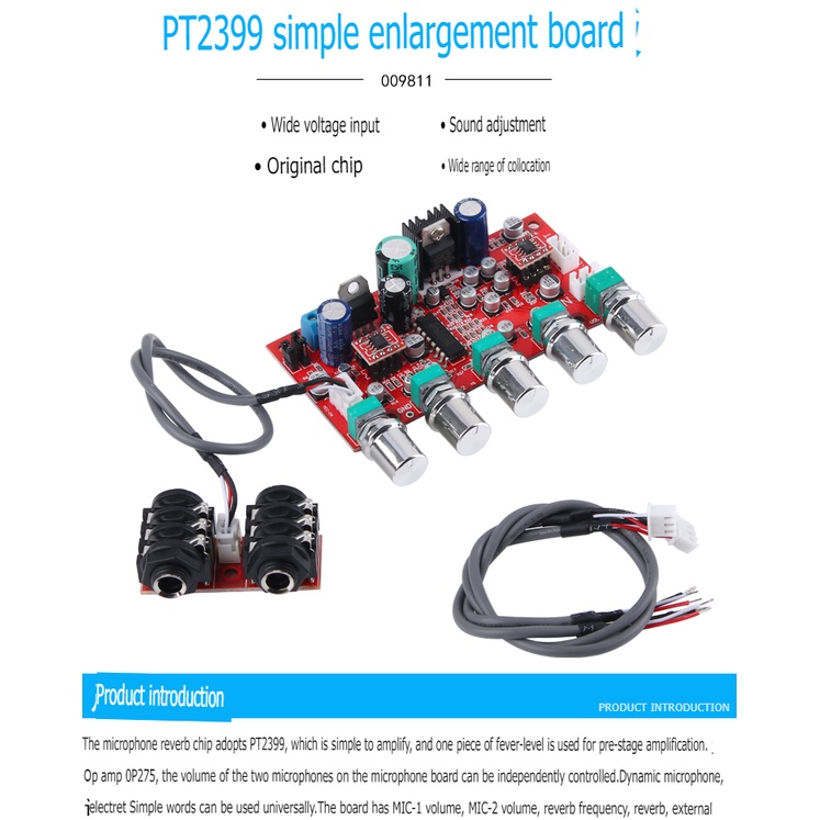 Mạch âm thanh echo karaoke PT2399 Tạo Vang OP275 12V cao cấp