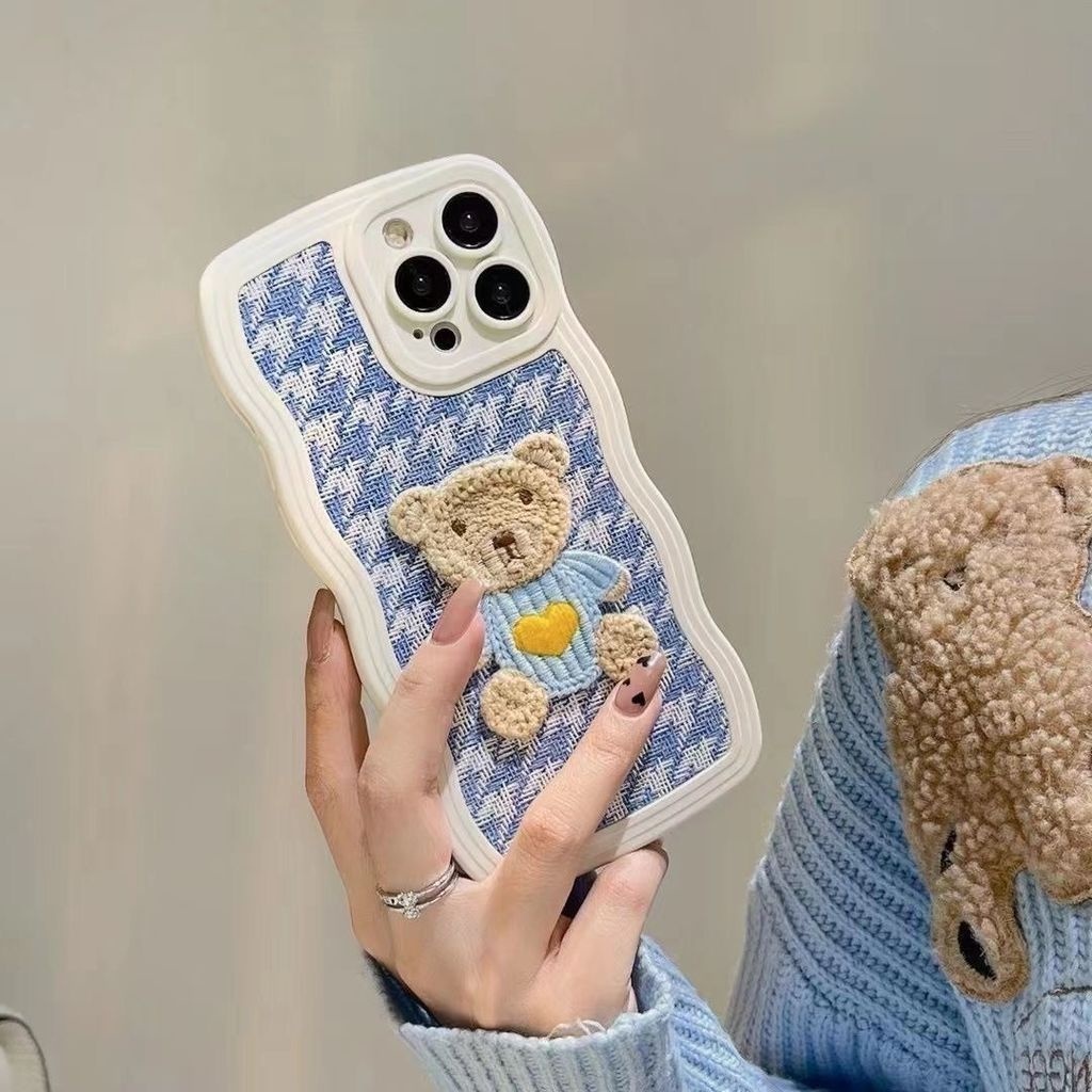Ốp Điện Thoại Thêu Hình Gấu Dễ Thương Cho IPhone 12 13 14 11 Pro Max X Xs Max Xr ggfrt