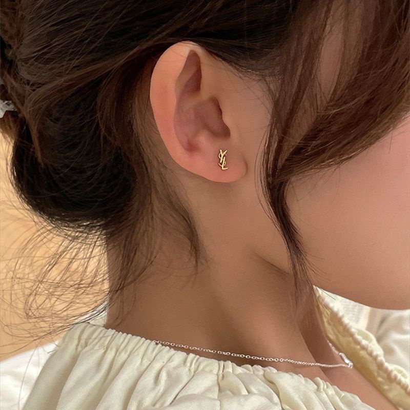 Bông Tai Bạc Mini Hình Chữ Đơn Giản Thời Trang Dành Cho Nữ