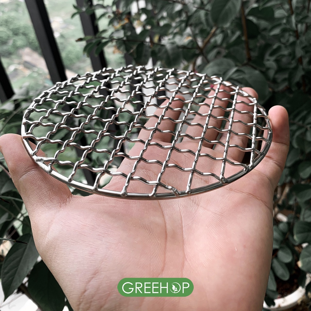 Vỉ nướng BBQ hình tròn Greehop bằng inox chống dính