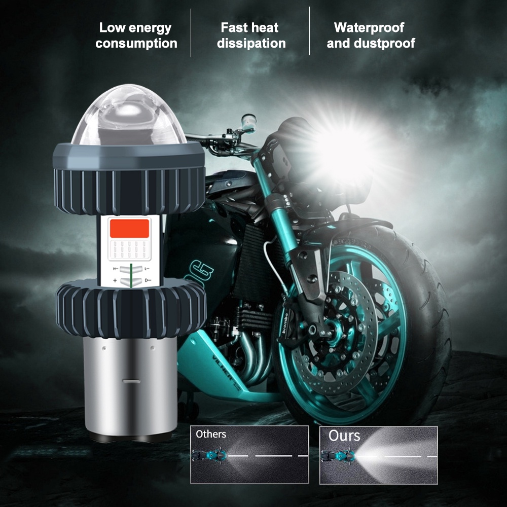 Đèn Pha H4 H6 BA20D COB 10W 10W Ánh Sáng Trắng + Đỏ / Xanh Dương DC12V Cho Xe Máy