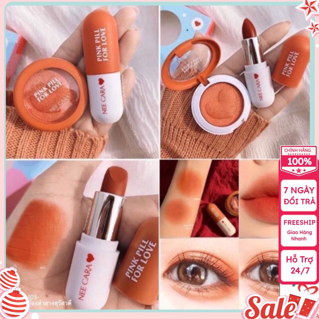 Sét son môi và phấn mắt Nee Cara N402