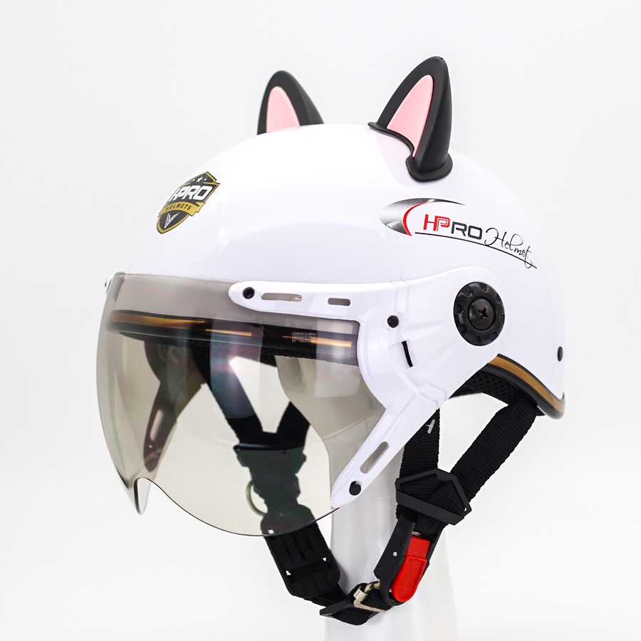 Mũ Bảo Hiểm Nữa Đầu Tai Mèo Có Kính Hpro 03K