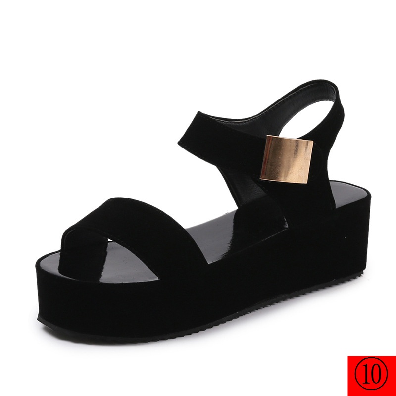 Giày Sandal Đế Xuồng Dày Thời Trang Mùa Hè Hàn Quốc 2022 Cho Nữ