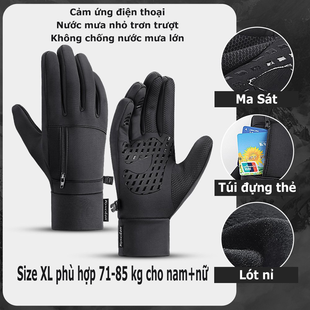 Găng Tay Xe Máy mùa đông nam nữ Tuxa chống lạnh sương gió Có ngăn chứa thẻ ATM tiện lợi Găng Tay Đi Phượt Loại Xịn