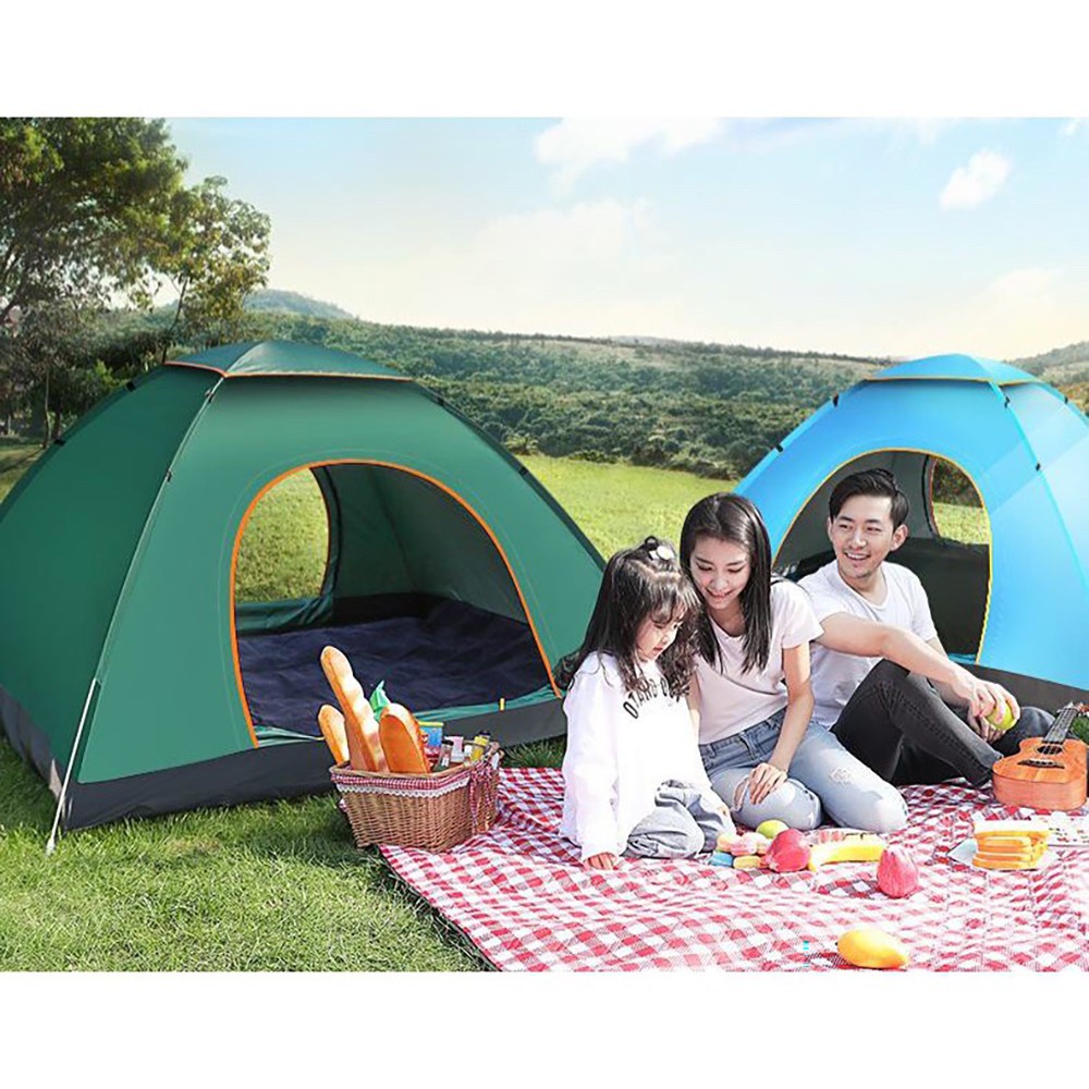 Lều cắm trại tự bung, lều du lịch dã ngoại 3-5 người, thiết kế 2 cửa thoáng gió