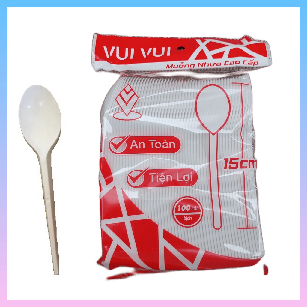 100 MUỖNG NHỰA (TRẮNG - ĐỎ - ĐEN)