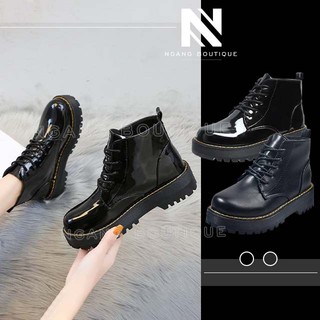 Giày bốt nữ xịn Hàn Quốc Boot cổ lửng phong cách Ulzzang 2022 hot trend hàng quảng châu loại 1 da mềm form chuẩn