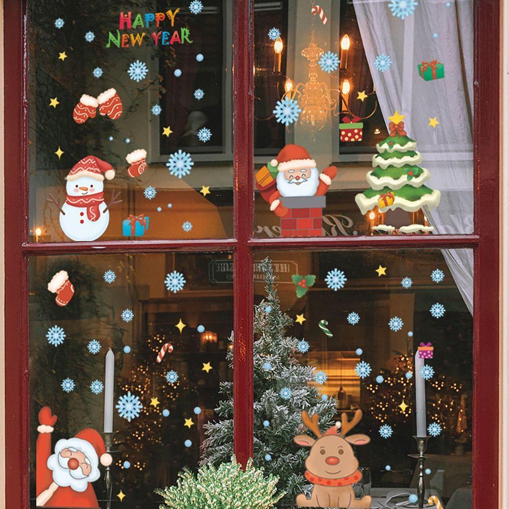 LAKAMIER Set 6 Miếng Dán Trang Trí Giáng Sinh Xinh Xắn Tiện Dụng