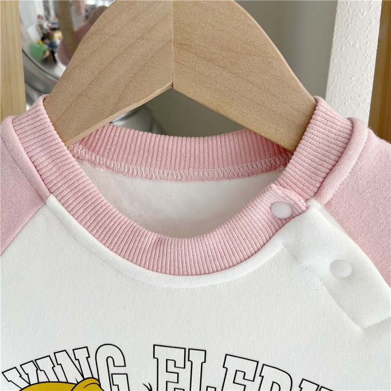 Bộ Áo Liền Quần Thu Đông Bằng Vải Lông Cừu Siêu Dễ Thương Phong Cách Phương Tây Cho Bé Sơ Sinh